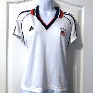 Adidas USA Top Size Large 3 Stripes white EUC